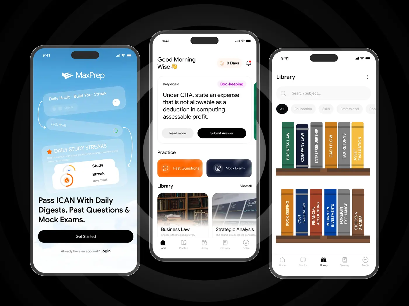 MaxPrep mobile app design