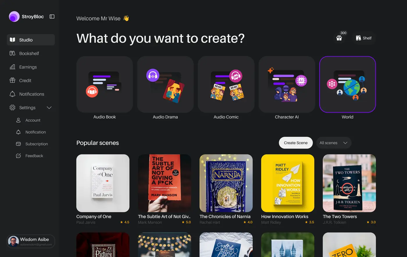 Story Bloc AI web app design