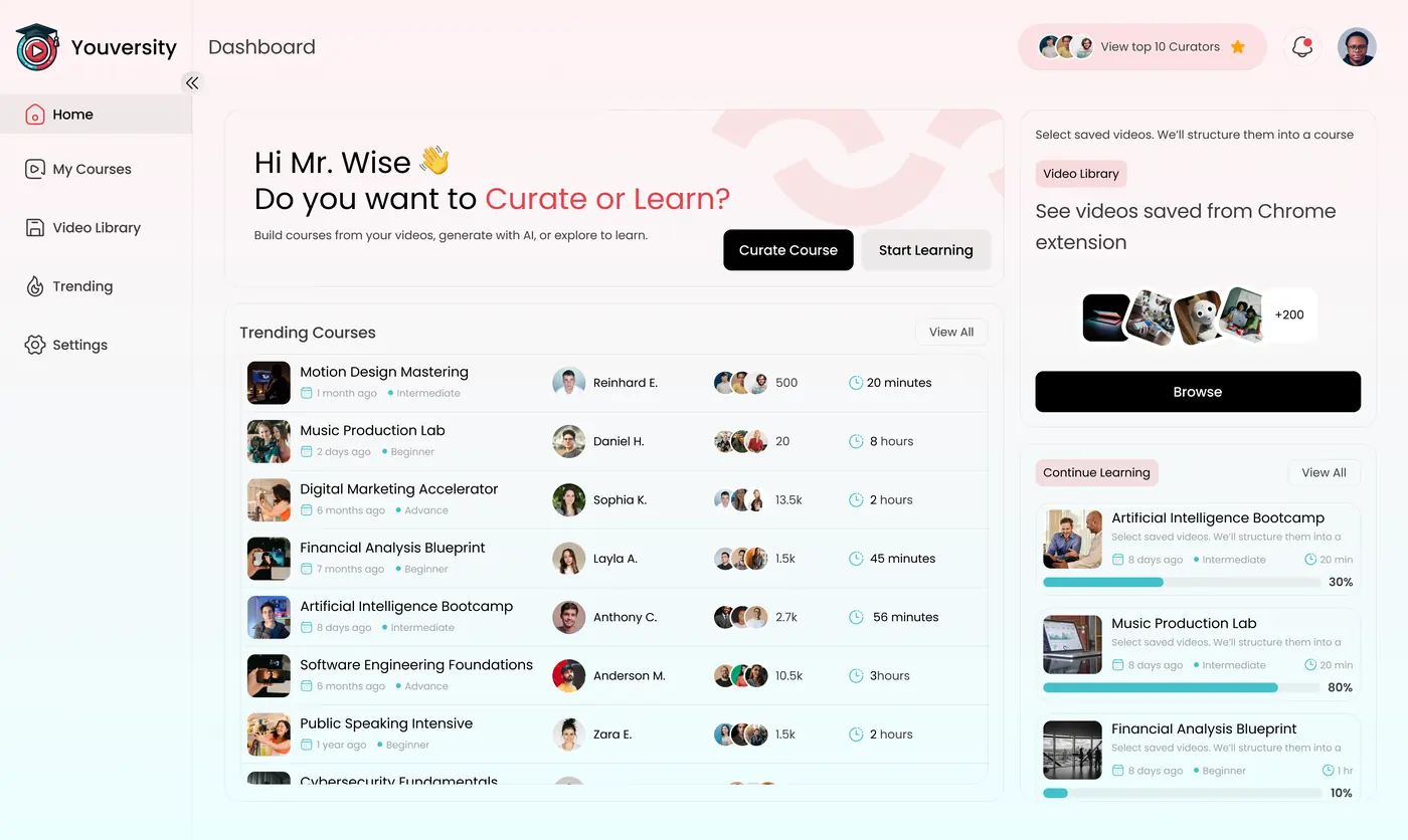 Youversity web app design